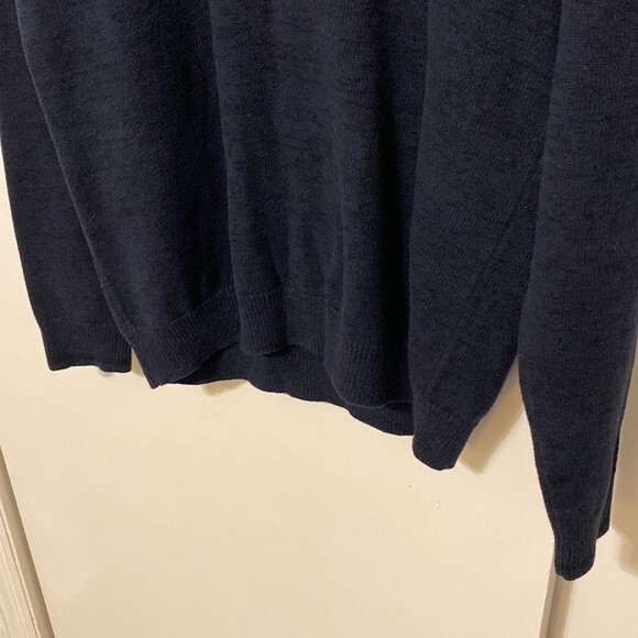 Carbon 2 Cobalt Dark Blue Sweater with Pocket Marled Heavyweight L Merino Wool - Picture 6 of 10